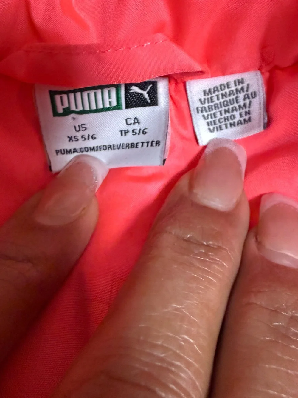 Puma Girls Pink , Joggers and Hot Pink Puffer Vest Set (5-6) XS